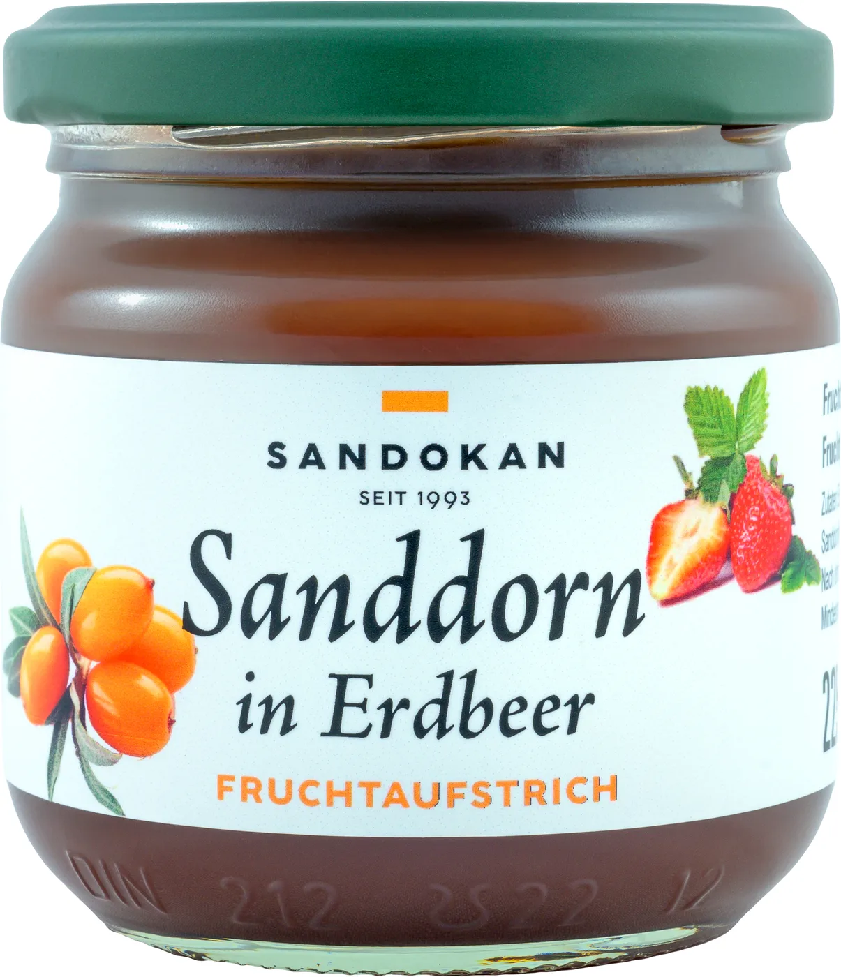 Fruchtaufstrich Sanddorn in Erdbeere
