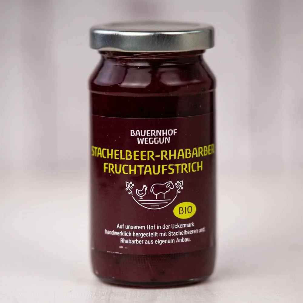 Stachelbeer-Rhabarber Fruchtaufstrich von Bauernhof Weggun, Foto 1
